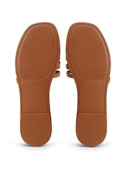 Tommy Hilfiger Brown Logo Strap Leather Mules - Image 6 of 6