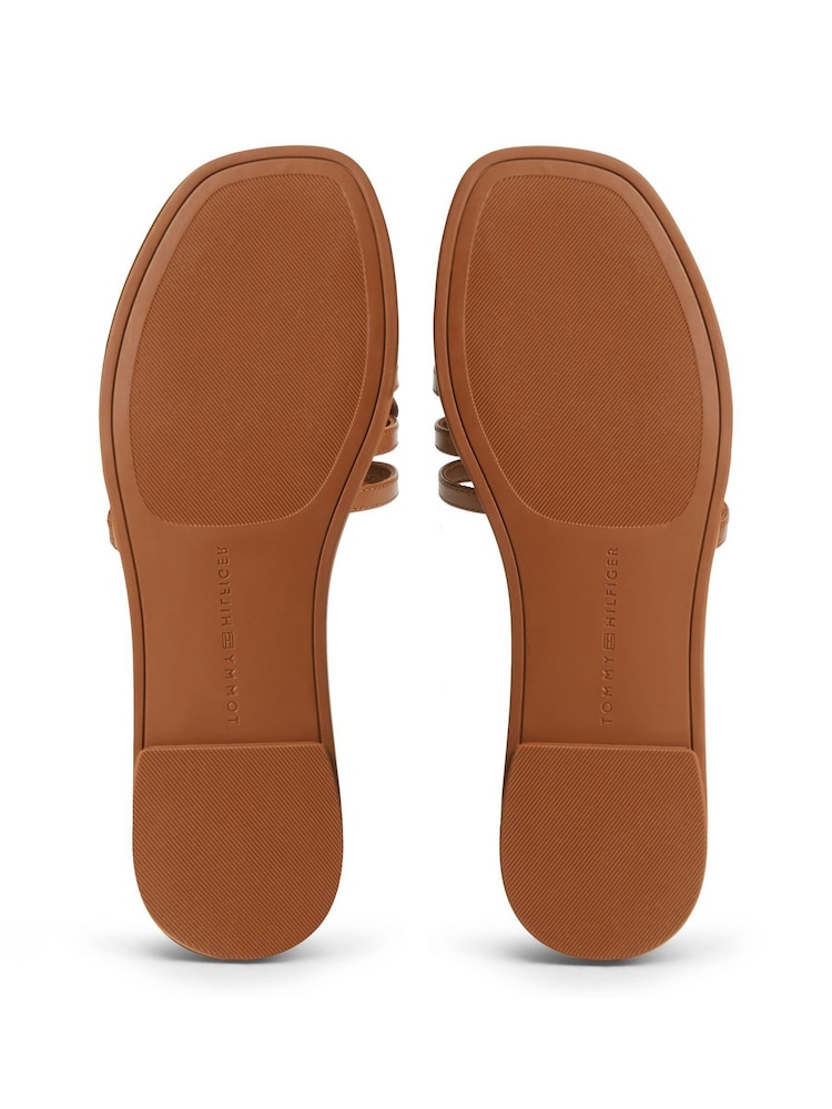 Tommy Hilfiger Brown Logo Strap Leather Mules - Image 6 of 6
