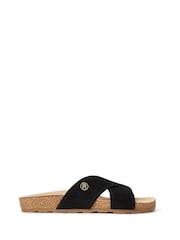 Tommy Hilfiger Black Suede Strap Cork Sandals - Image 1 of 6