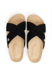 Tommy Hilfiger Black Suede Strap Cork Sandals - Image 5 of 6