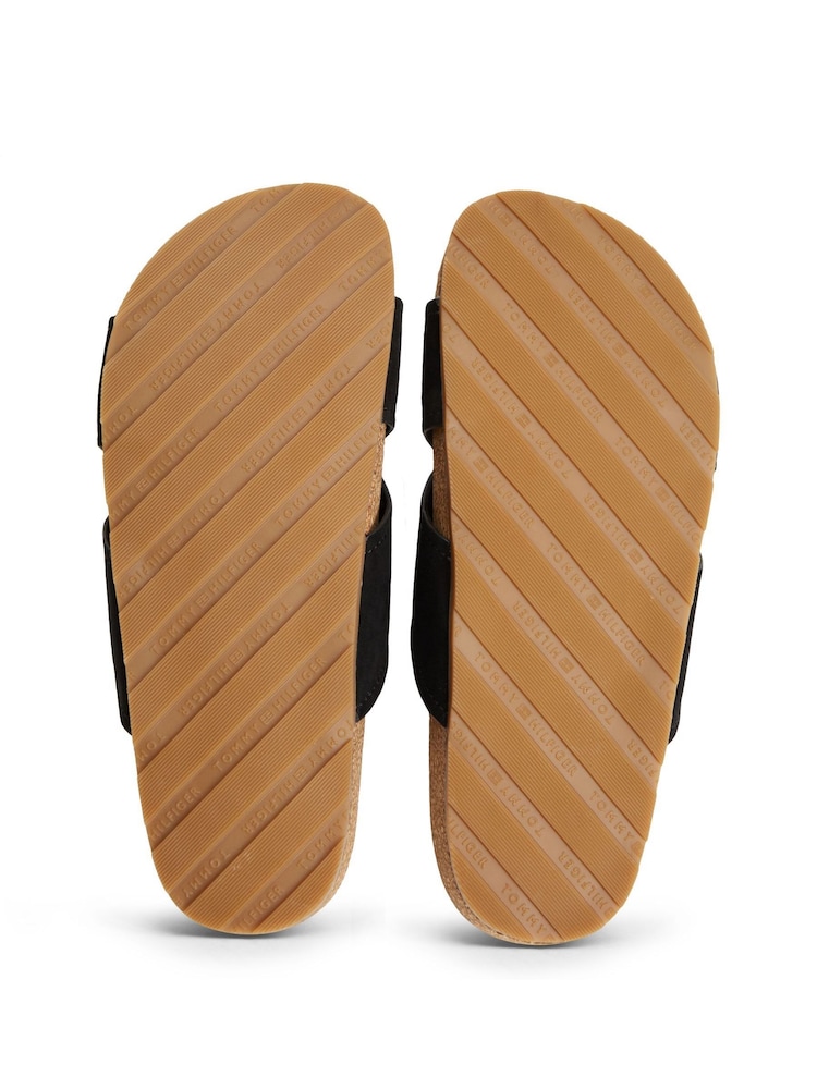 Tommy Hilfiger Black Suede Strap Cork Sandals - Image 6 of 6
