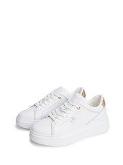 Tommy Hilfiger White Snake Print Heel Leather Platform Trainers - Image 4 of 6