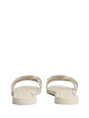Tommy Hilfiger Cream Logo Strap Leather Mules - Image 4 of 6