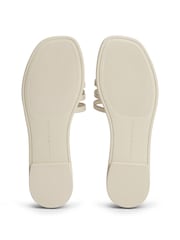 Tommy Hilfiger Cream Logo Strap Leather Mules - Image 6 of 6