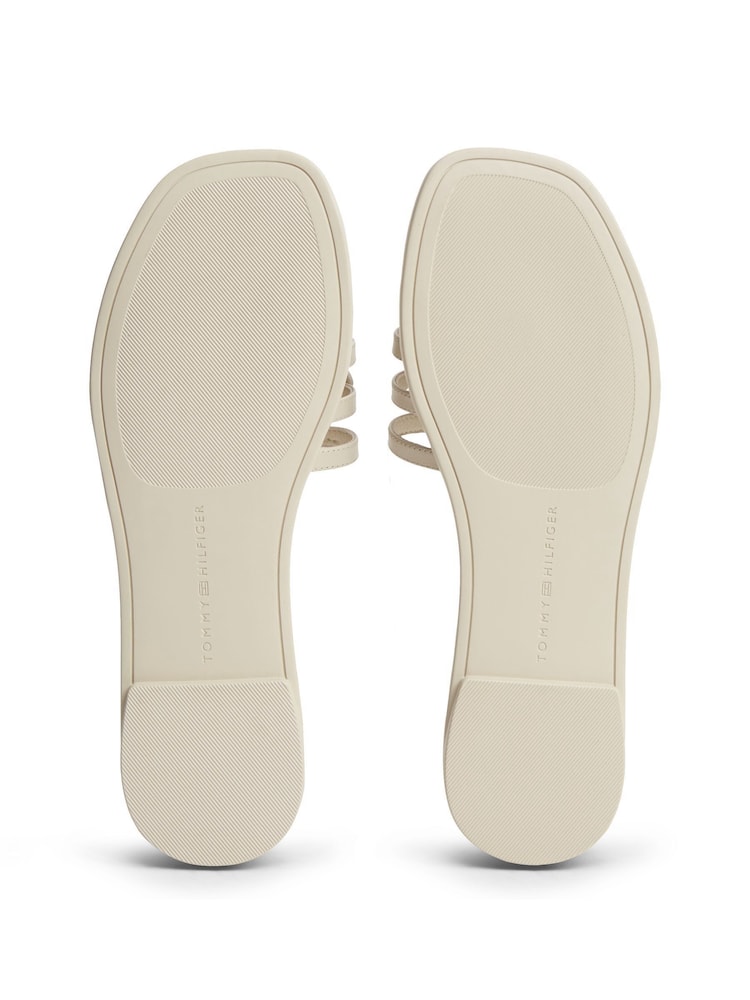 Tommy Hilfiger Cream Logo Strap Leather Mules - Image 6 of 6