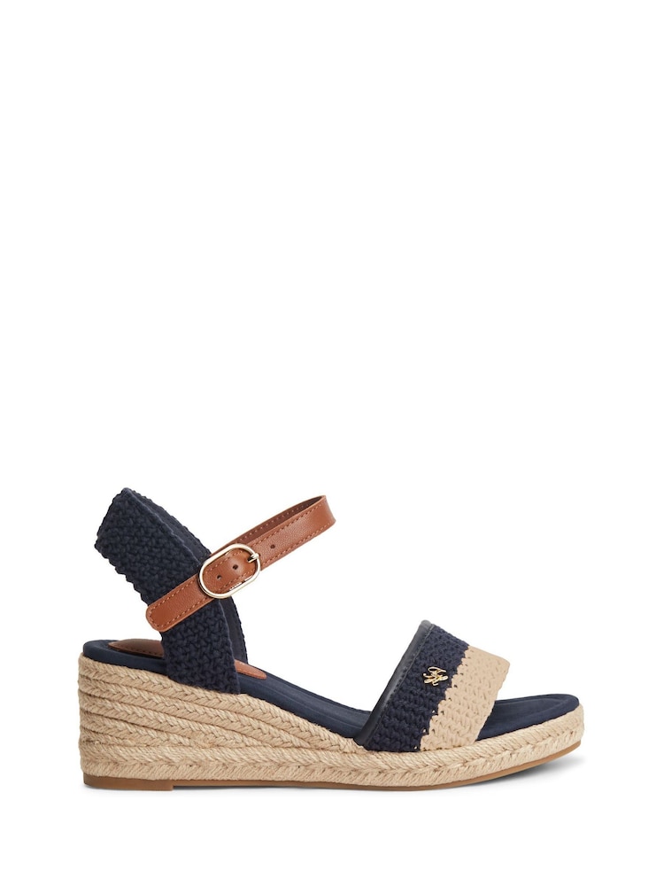 Tommy Hilfiger Blue Logo Plaque Woven Wedge Espadrilles Heels - Image 1 of 6 Tommy Hilfiger Blue Logo Plaque Woven Wedge Espadrilles Heels - Image 1 of 6