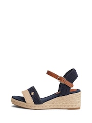 Tommy Hilfiger Blue Logo Plaque Woven Wedge Espadrilles Heels - Image 2 of 6
