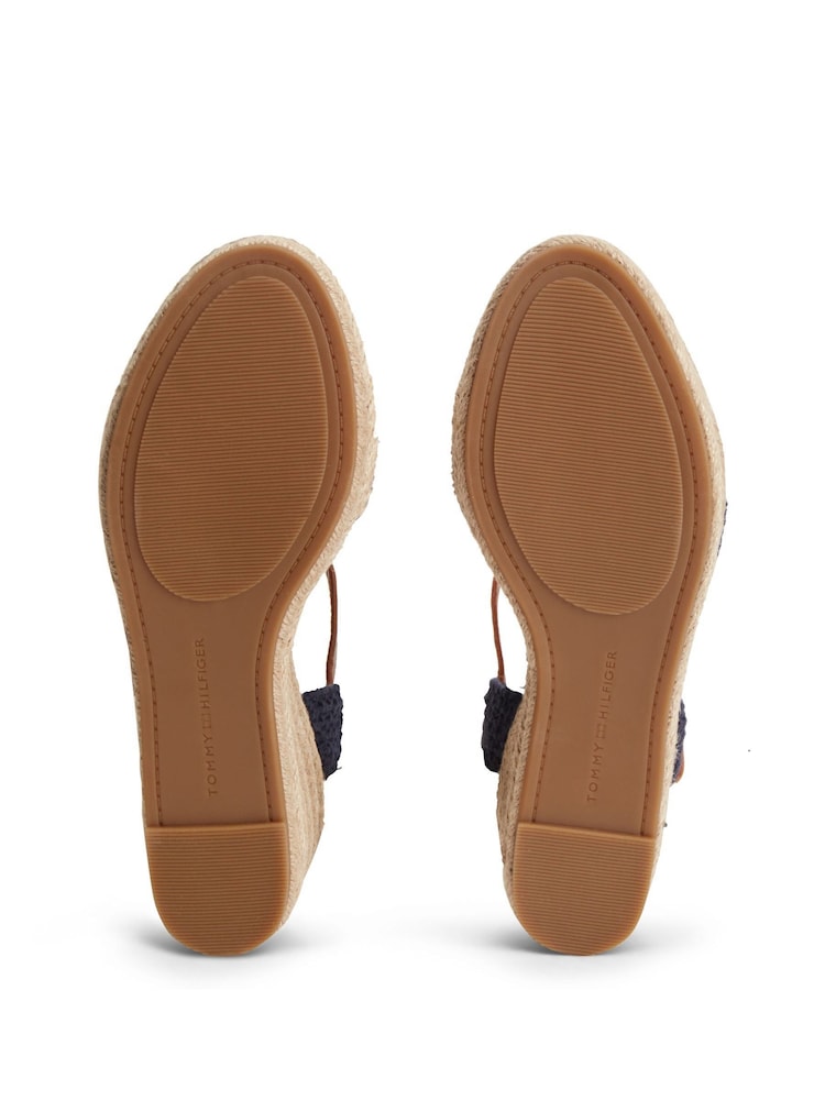 Tommy Hilfiger Blue Logo Plaque Woven Wedge Espadrilles Heels - Image 6 of 6 Tommy Hilfiger Blue Logo Plaque Woven Wedge Espadrilles Heels - Image 6 of 6