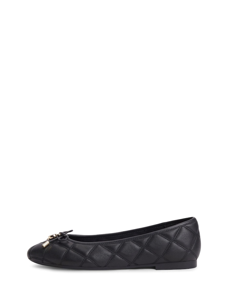 Tommy Hilfiger Black Logo Charm Quilted Leather Ballerinas - Image 2 of 6 Tommy Hilfiger Black Logo Charm Quilted Leather Ballerinas - Image 2 of 6
