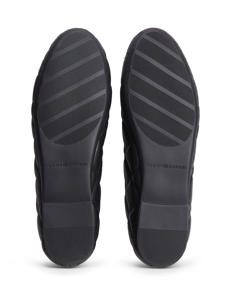 Tommy Hilfiger Black Logo Charm Quilted Leather Ballerinas - Image 6 of 6 Tommy Hilfiger Black Logo Charm Quilted Leather Ballerinas - Image 6 of 6