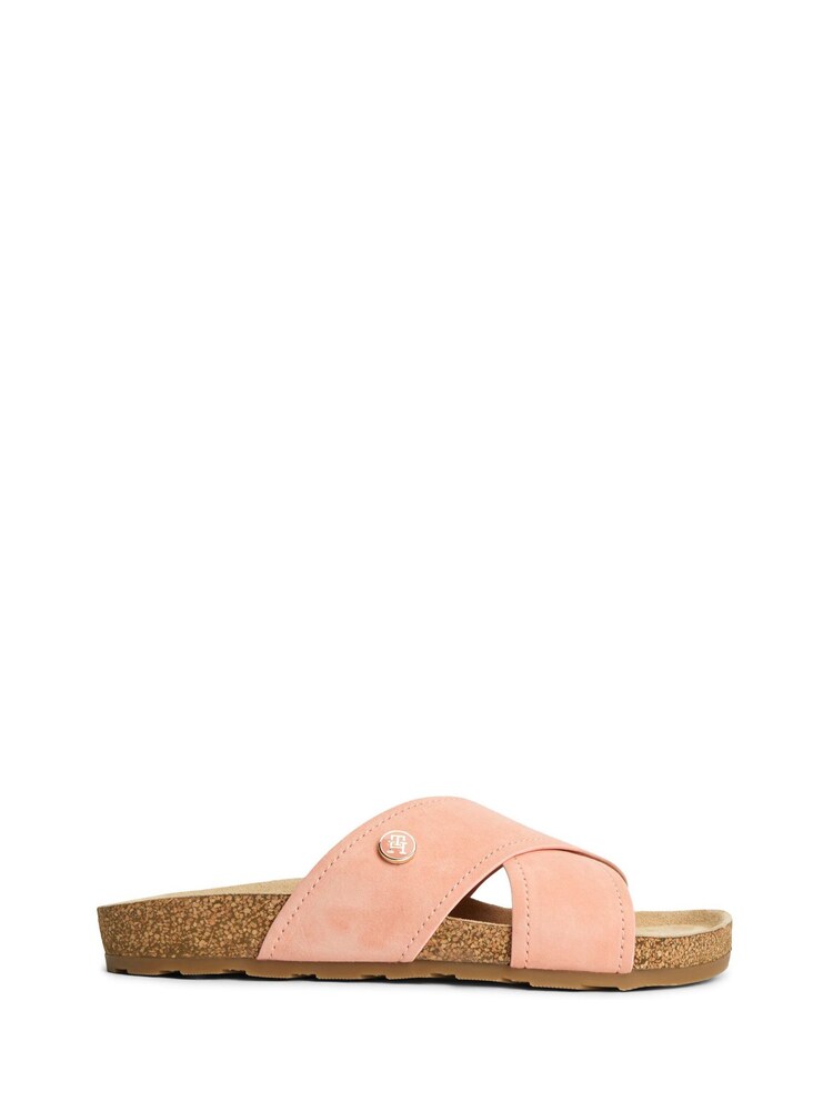 Tommy Hilfiger Pink Suede Strap Cork Sandals - Image 1 of 6