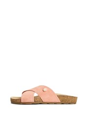 Tommy Hilfiger Pink Suede Strap Cork Sandals - Image 2 of 6