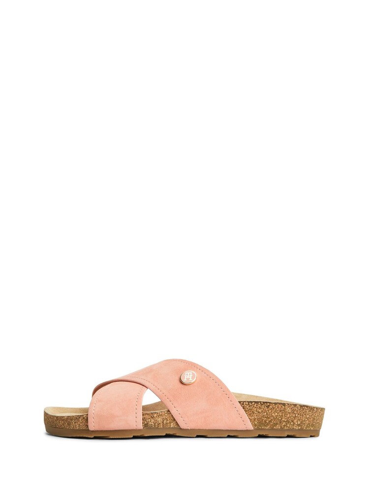 Tommy Hilfiger Pink Suede Strap Cork Sandals - Image 2 of 6