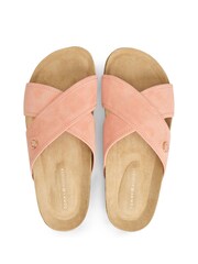 Tommy Hilfiger Pink Suede Strap Cork Sandals - Image 5 of 6