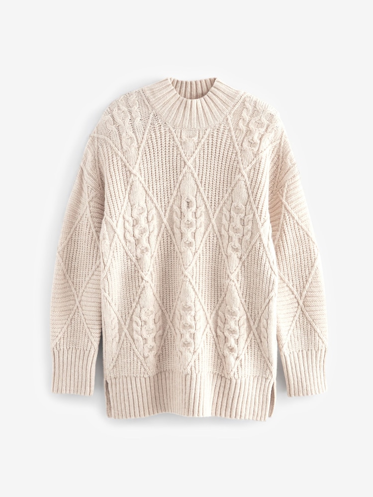 Ecru High Neck Longline Jumper - Image 2 of 6