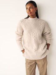 Ecru High Neck Longline Jumper - Image 5 of 6