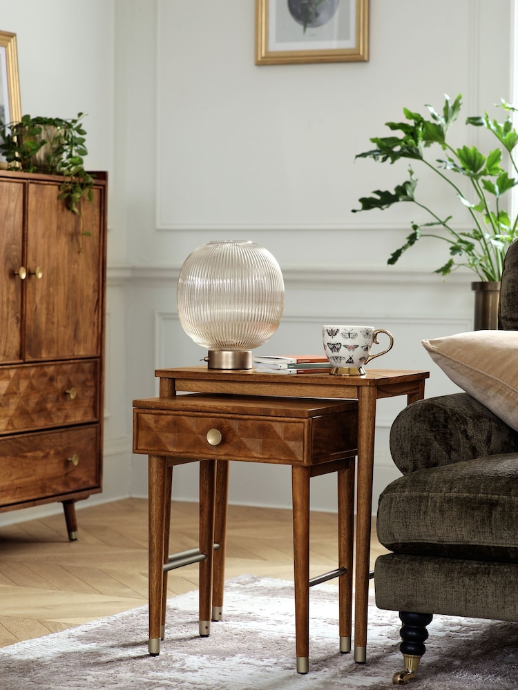 Dark Lloyd Mango Wood Storage Nest of 2 Tables - Image 2 of 10