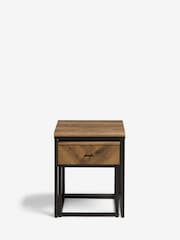Dark Bronx Chevron Storage Set of 2 Oak Effect Nest of Tables - Image 4 of 10