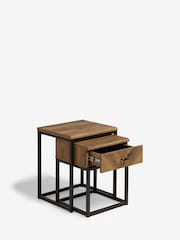 Dark Bronx Chevron Storage Set of 2 Oak Effect Nest of Tables - Image 6 of 10