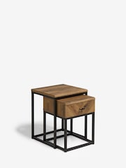 Dark Bronx Chevron Storage Set of 2 Oak Effect Nest of Tables - Image 7 of 10