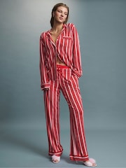 Victoria's Secret Red & Pink Christmas Candy Cane Stripe Modal Long Pyjamas Set - Image 1 of 4