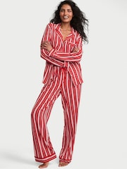 Victoria's Secret Red & Pink Christmas Candy Cane Stripe Modal Long Pyjamas Set - Image 2 of 4