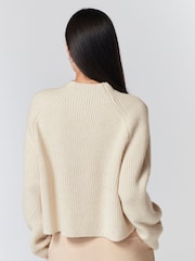 Ecru Cream Long sleeve Ribbed Cropped Jumper - Image 4 of 7