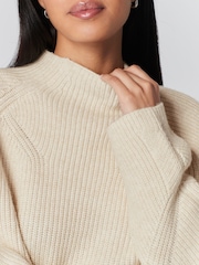 Ecru Cream Long sleeve Ribbed Cropped Jumper - Image 5 of 7