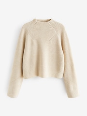 Ecru Cream Long sleeve Ribbed Cropped Jumper - Image 6 of 7