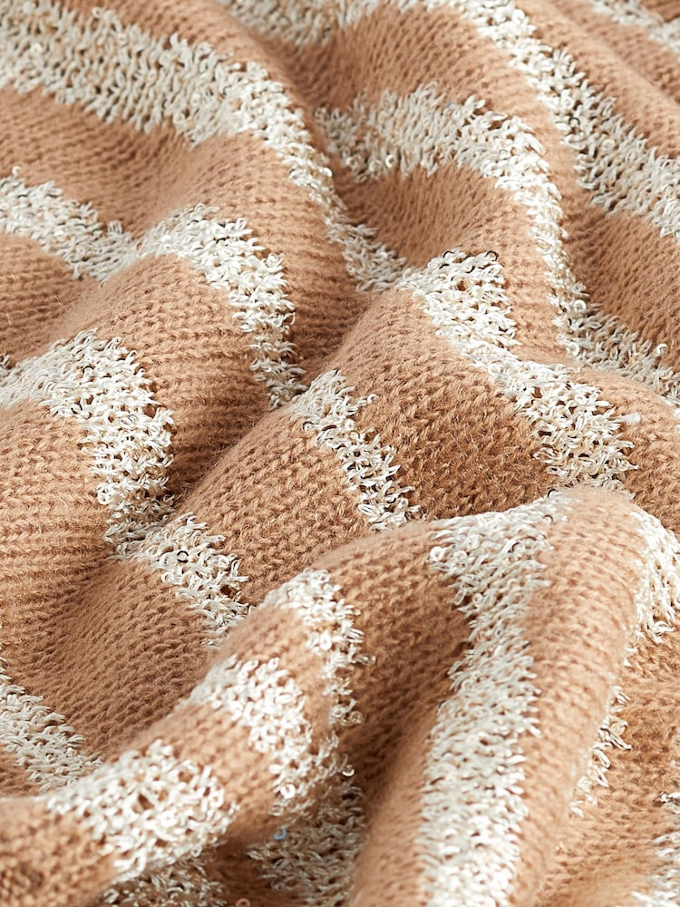 Kamelowy brąz - Sequin Detail Zebra Animal Pattern Jumper - Image 6 of 6