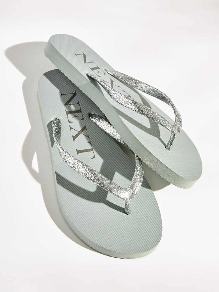 Srebrny - Glitter Beach Flip Flops - Image 6 of 7