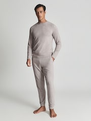 Reiss Brown Jose Melange Tracksuit Joggers - Image 1 of 5