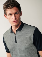 Schwarz & Grün - Pattern Polohemd - Bild 1 von 8