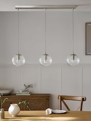 Brushed Chrome Bourton Linear 3 Light Pendant Ceiling Lights - Image 2 of 7