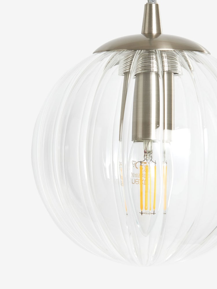 Brushed Chrome Bourton Linear 3 Light Pendant Ceiling Lights - Image 7 of 7