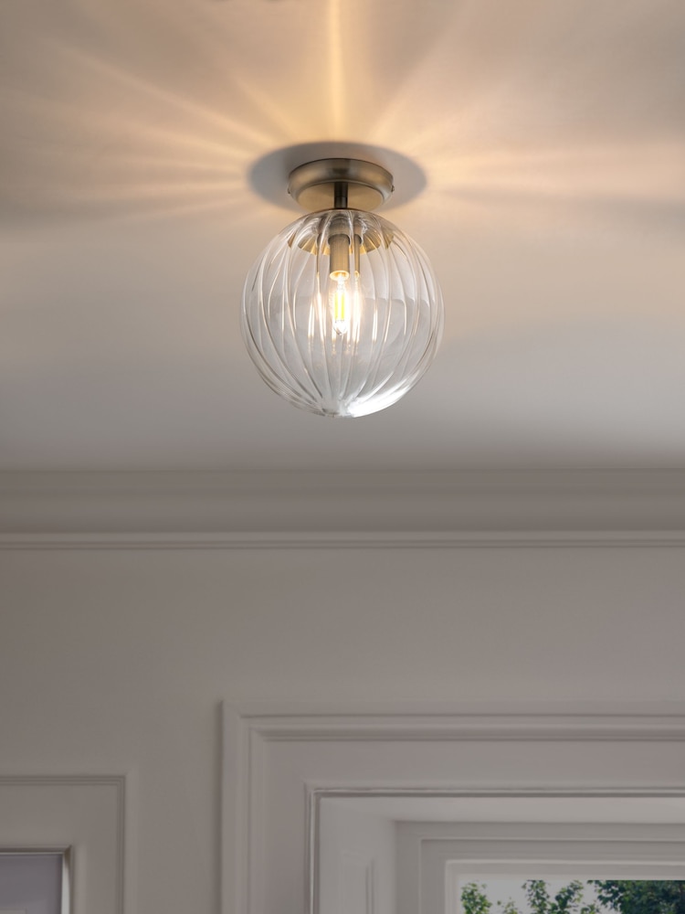 Brushed Chrome Bourton Flush Fitting Ceiling Light - Image 1 of 4