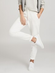 Reiss White Finley Leather Contrast Sole Trainers - Image 1 of 6