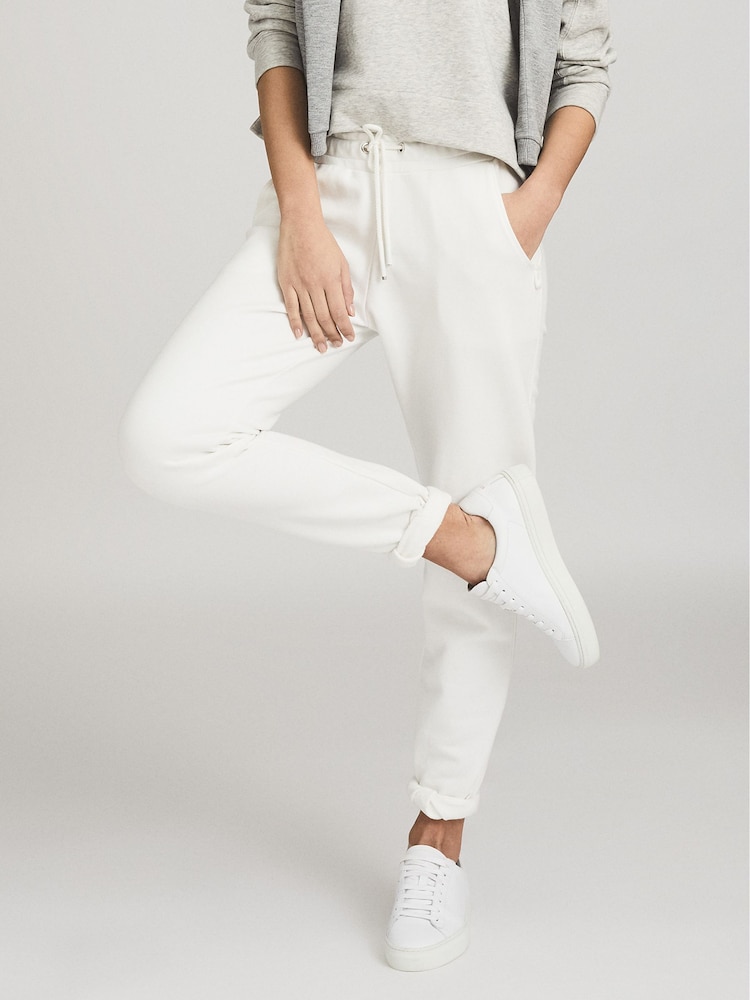 Reiss White Finley Leather Contrast Sole Trainers - Image 1 of 6