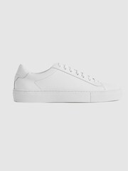 Reiss White Finley Leather Contrast Sole Trainers - Image 2 of 6