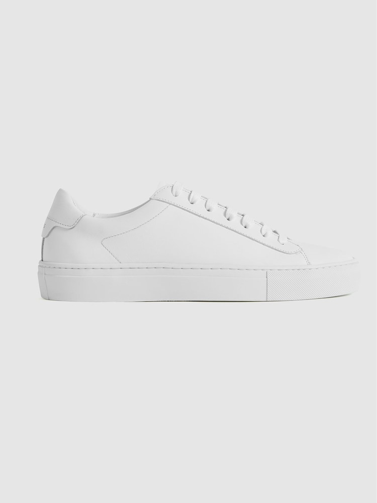 Reiss White Finley Leather Contrast Sole Trainers - Image 2 of 6