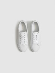 Reiss White Finley Leather Contrast Sole Trainers - Image 3 of 6