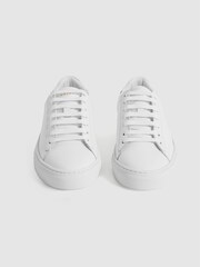 Reiss White Finley Leather Contrast Sole Trainers - Image 4 of 6