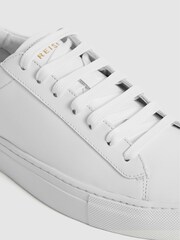 Reiss White Finley Leather Contrast Sole Trainers - Image 6 of 6