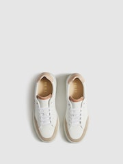Reiss White/Mineral Pink Ashley Low Top Leather Trainers - Image 3 of 9
