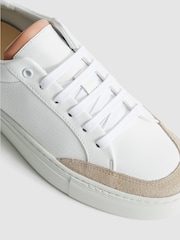 Reiss White/Mineral Pink Ashley Low Top Leather Trainers - Image 5 of 9