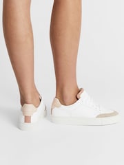 Reiss White/Mineral Pink Ashley Low Top Leather Trainers - Image 7 of 9