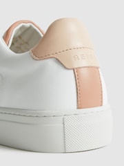 Reiss White/Mineral Pink Ashley Low Top Leather Trainers - Image 9 of 9