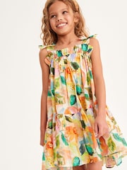 Pink Floral Tie Shoulder Printed Summer Dress (3-16yrs) - Image 1 of 6