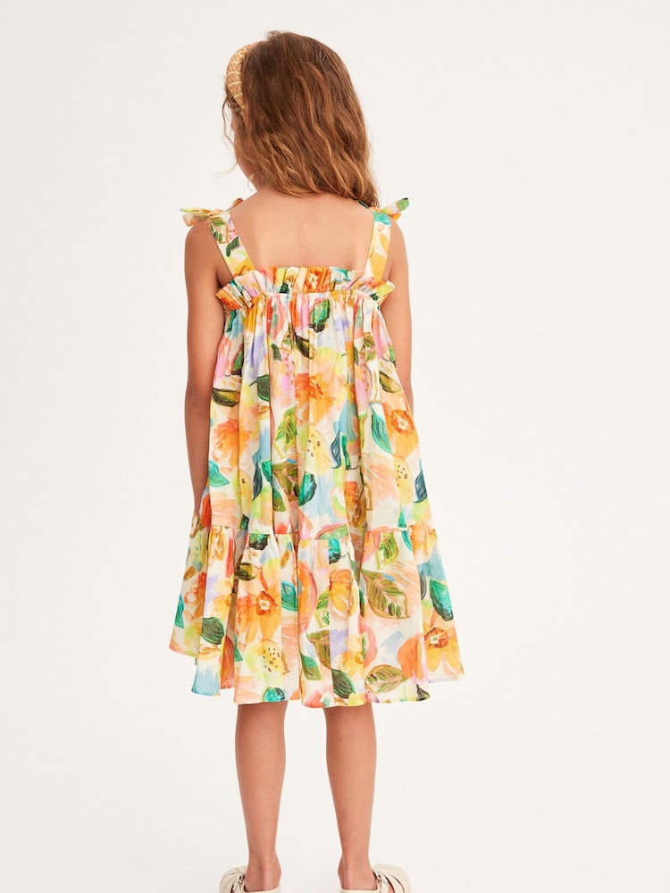 Pink Floral Tie Shoulder Printed Summer Dress (3-16yrs) - Image 2 of 6