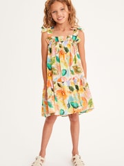 Pink Floral Tie Shoulder Printed Summer Dress (3-16yrs) - Image 3 of 6